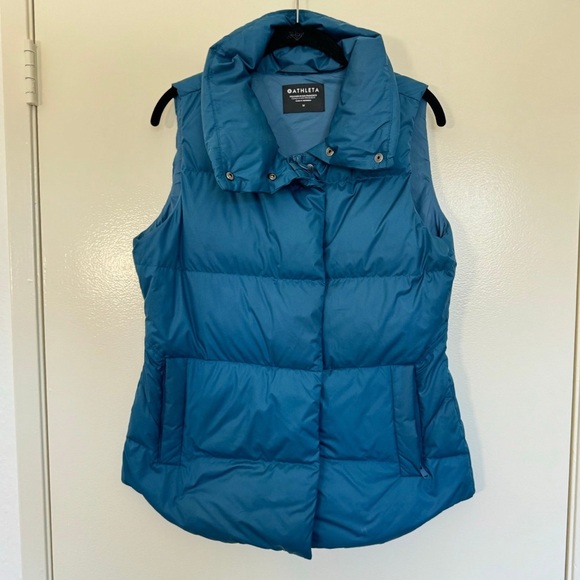 Athleta Athletic Full Zip Downtown Sleeveless Puffer Vest Blue Women's Size S - Picture 2 of 8